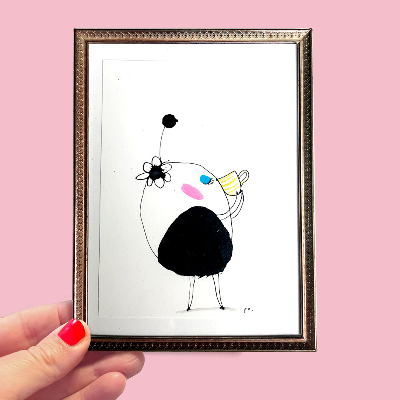 Tedrikker med stribet kop